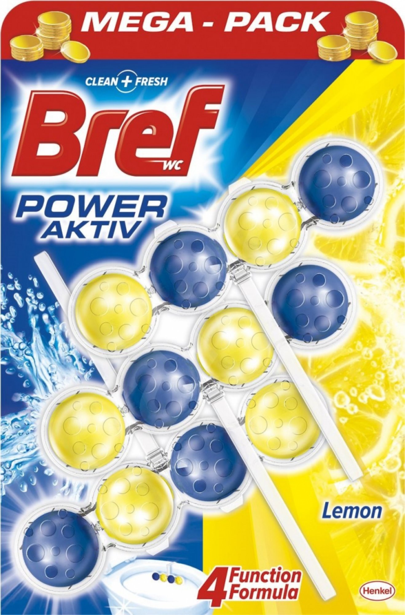 Bref WC blok Power Activ Lemon 3 x 50g