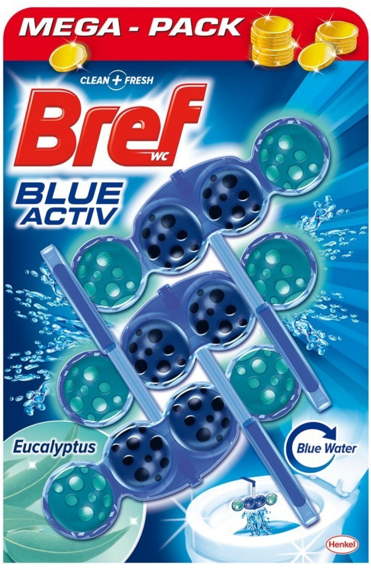 Bref Blue Aktiv WC blok Eucalyptus 3 x 50g