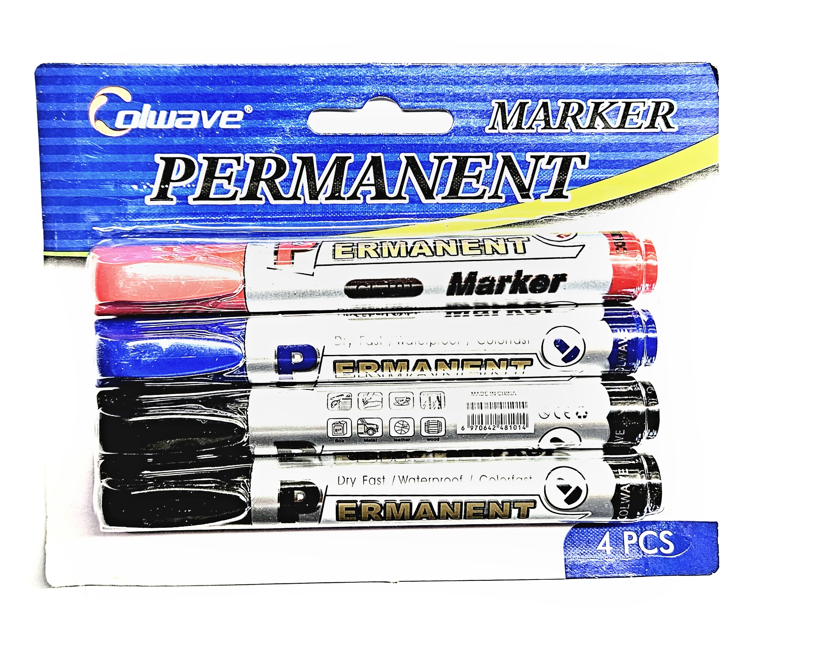 Permanentní fixy Colwave CL-101 – sada 4 ks, kulatý hrot, mix barev