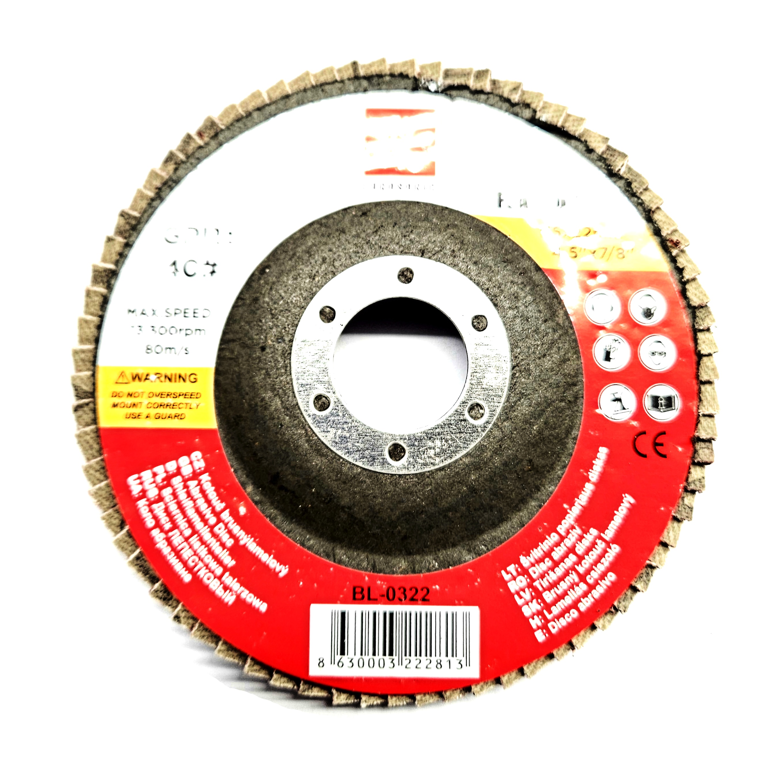 Brusný lamelový kotouč E-SONIC BL-0322 professional 115x22 mm, Grit A40