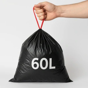 VI Pack Zatahovací pytle na odpad 60L, 10 ks, černé, PE, recyklovatelné