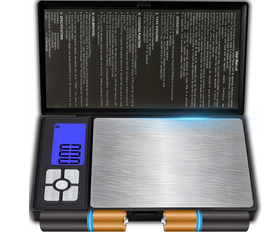 Reto E703 kapesní digitální váha 500g/0,01g, LCD, šperkařská, tárování, automatická kalibrace, černá