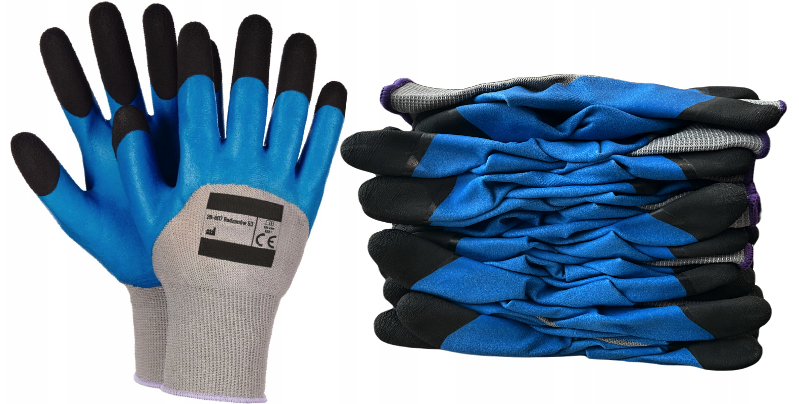 Pracovní rukavice latexové pěnové voděodolné XXL (vel. 11) M-Glove L2005 – ochranné, odolné, modro-černé