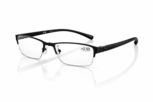 Dioptrické brýle SURGLASS DE LUXE TR-230p – černé, kovové (+2,50 dioptrie), unisex