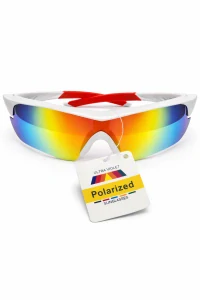 SURPASSGLASS TR2603P cyklistické polarizační sluneční brýle, bílo-červené, UV400, Cat.3, unisex