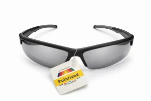 SURPASSGLASS F5308P sportovní polarizační sluneční brýle, černé, stříbrná zrcadlová skla, UV400, Cat.3, unisex