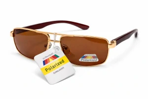 SURPASSGLASS 1536P Sluneční brýle, polarizační, zlaté kovové, hnědá skla, unisex
