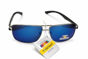 SURPASSGLASS 1536P Sluneční brýle, polarizační, stříbrné kovové, modré zrcadlo, unisex