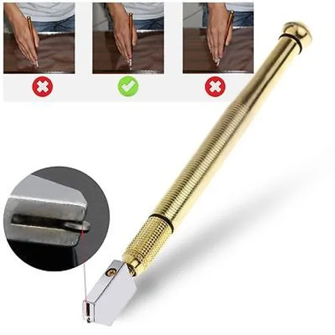 Řezák skla olejový QIM 410 celokovový - nůž na sklo - karbidové kolečko, bronzová