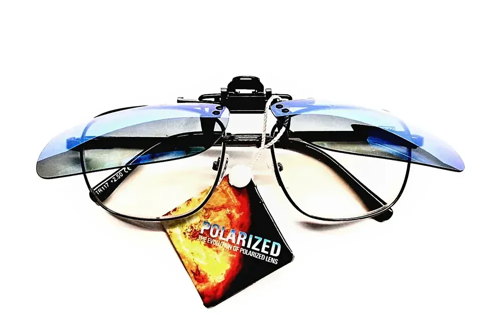 Polarizační klips Nakida T-143 na dioptrické brýle zrcadlově stříbrný, s pouzdrem