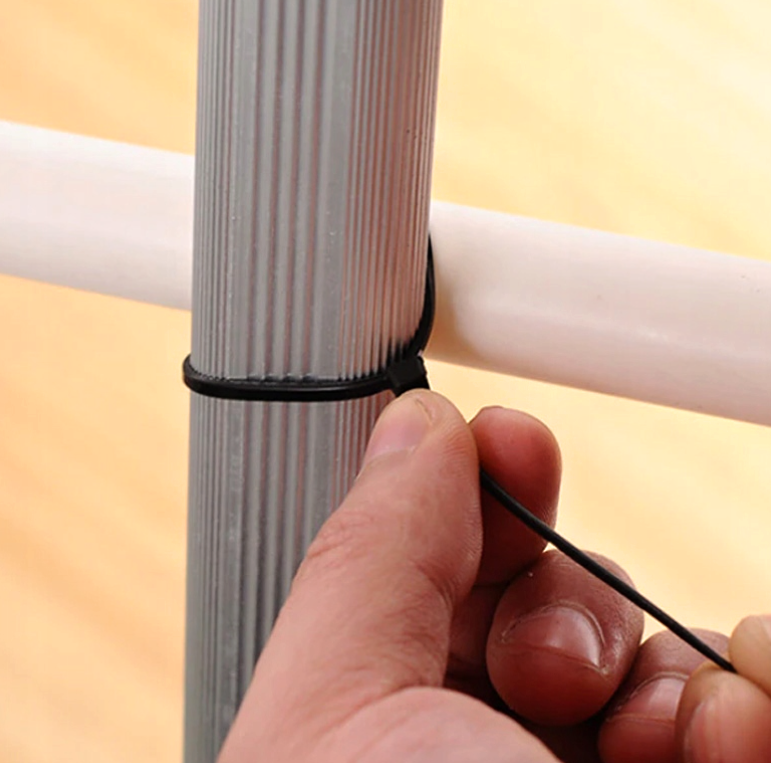 Stahovací pásky RETO nylonové černé 2,5x100 mm, 100 ks – silné upínací pásky na kabely, domácnost a dílnu