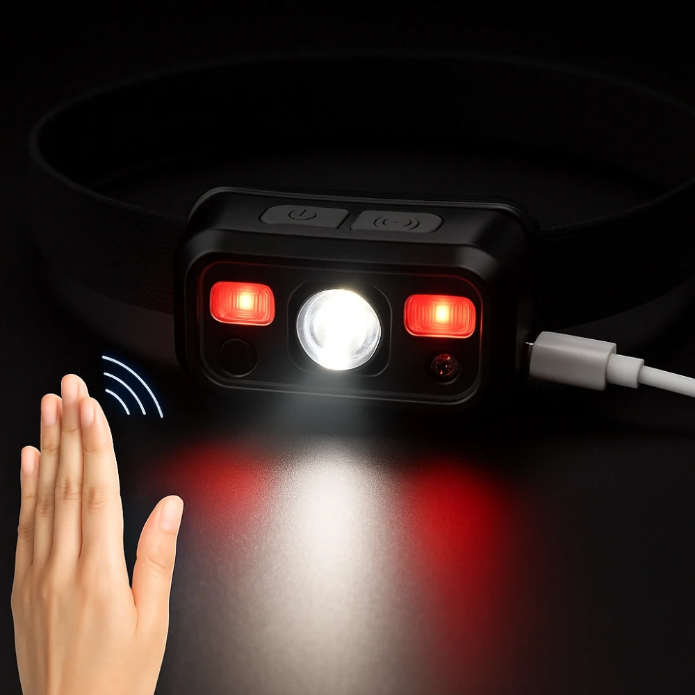 Nakida čelovka 06 Motion Sensor – dobíjecí LED čelovka s USB-C, červeným i bílým světlem, pro běh, turistiku a kempování