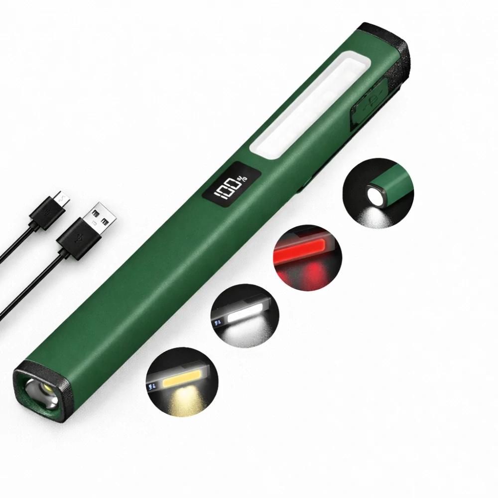 Nakida W08 dílenská inspekční COB LED svítilna, USB-C, zelená