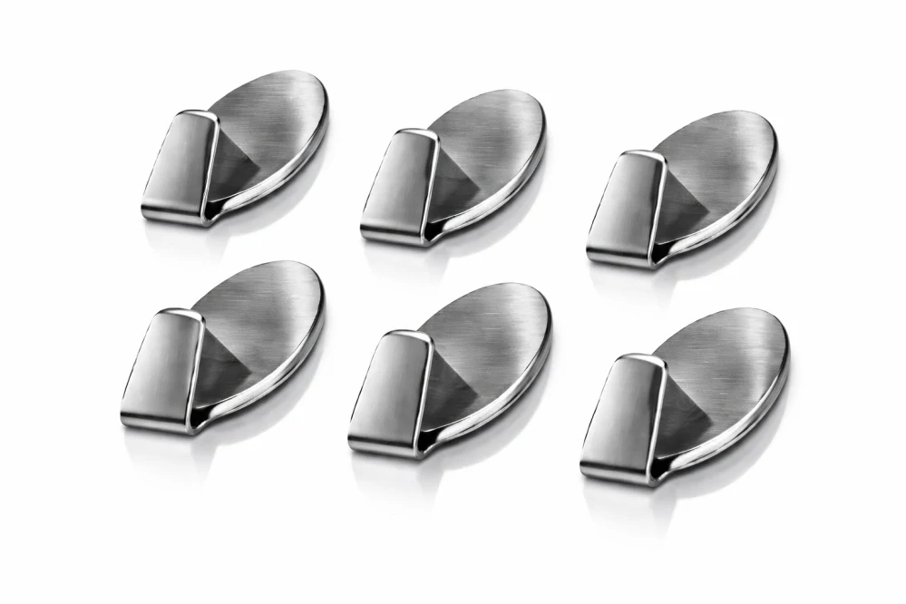 QiiM nerezové nalepovací háčky oválné, sada 6 ks, 30x15 mm