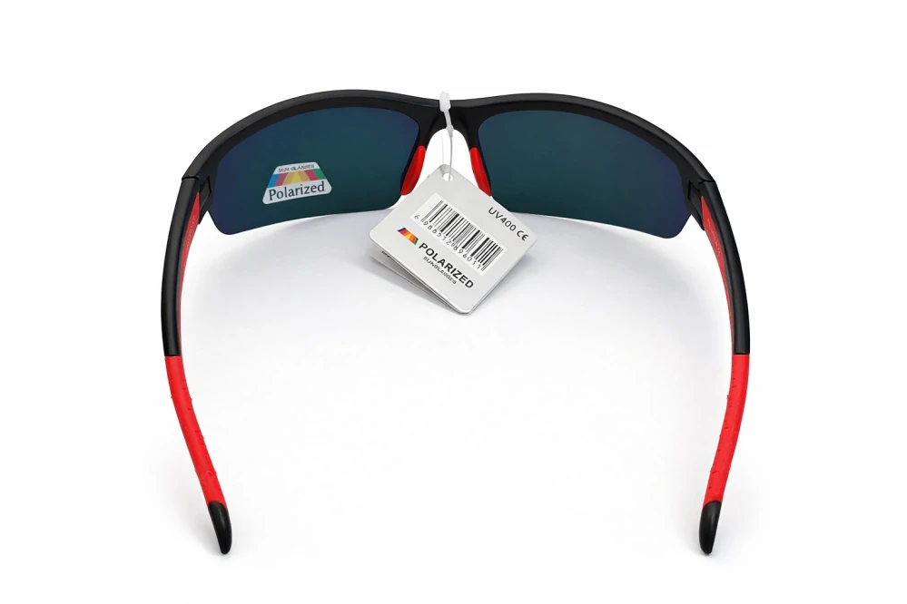 SURPASSGLASS F5308P sportovní polarizační sluneční brýle, černé, červeno-žlutá zrcadlová skla, UV400, Cat.3, unisex