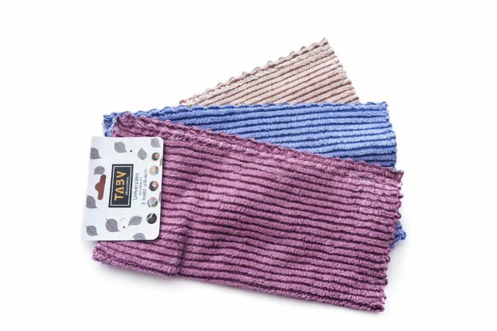 TABY Mikroutěrka 30x30 cm – Univerzální čistící sada z mikrovlákna, 3 ks v balení, Mix barev