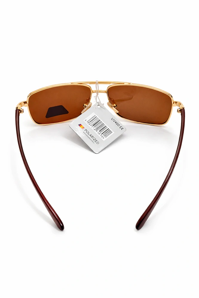 SURPASSGLASS 1536P Sluneční brýle, polarizační, zlaté kovové, hnědá skla, unisex