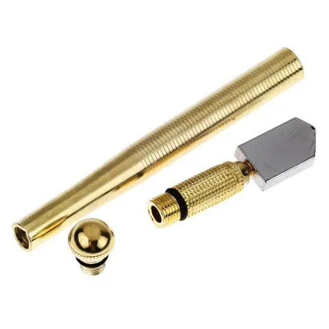 Řezák skla olejový QIM 410 celokovový - nůž na sklo - karbidové kolečko, bronzová