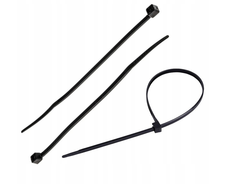 Stahovací pásky Nakida nylonové černé 2,5x200 mm, 100 ks – silné upínací pásky na kabely, domácnost a dílnu