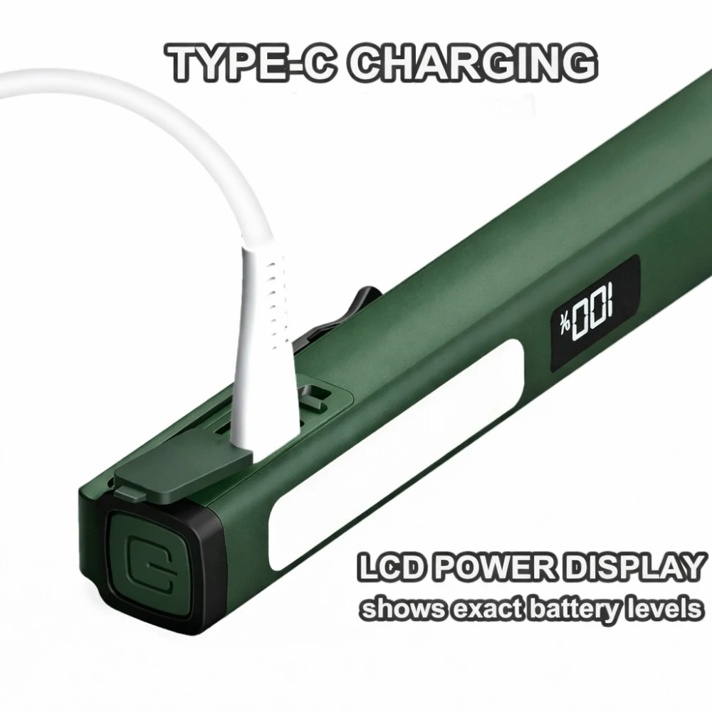 Nakida W08 dílenská inspekční COB LED svítilna, USB-C, zelená