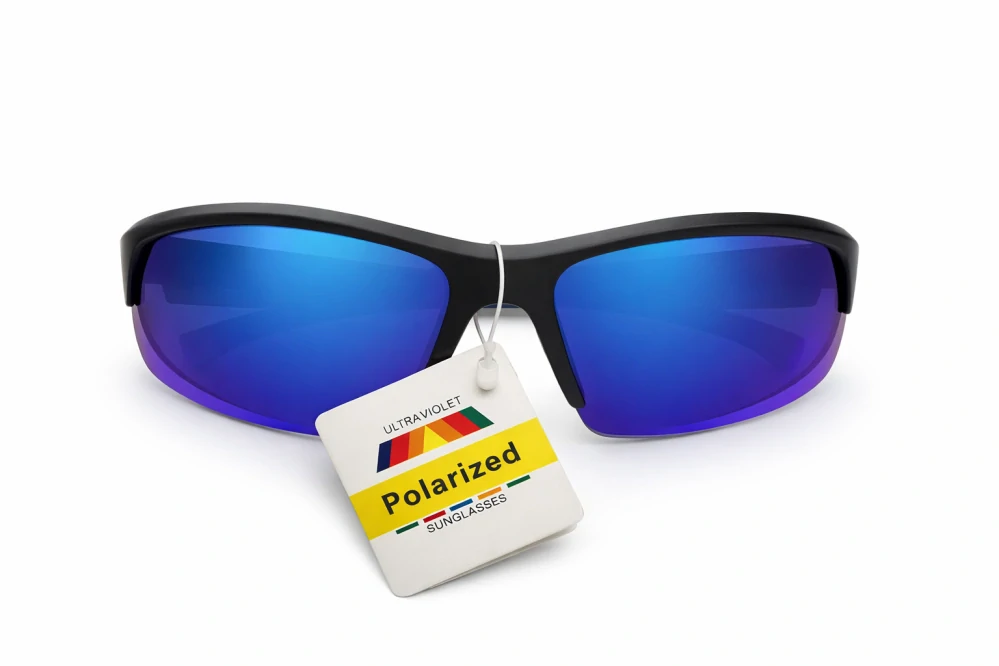 SURPASSGLASS F5308P sportovní polarizační sluneční brýle, černé, modro-fialová zrcadlová skla, UV400, Cat.3, unisex