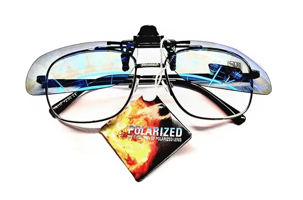 Polarizační klips Nakida T-143 na dioptrické brýle zrcadlově stříbrný, s pouzdrem