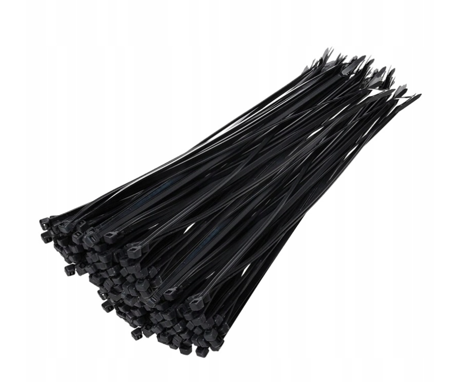 Stahovací pásky Nakida nylonové černé 2,5x200 mm, 100 ks – silné upínací pásky na kabely, domácnost a dílnu