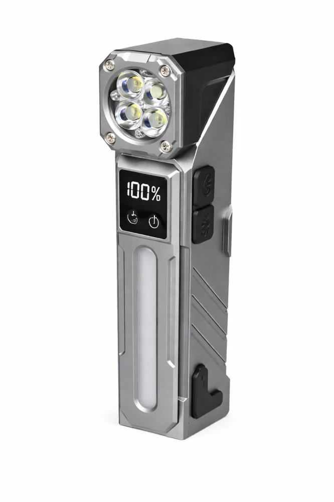 Nakida T-130 multifunkční LED svítilna, čelovka, 4x LED, USB-C, šedá
