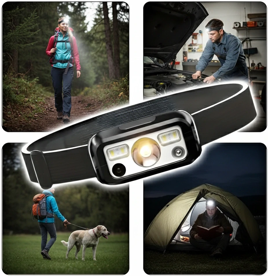 Nakida čelovka 06 Motion Sensor – dobíjecí LED čelovka s USB-C, červeným i bílým světlem, pro běh, turistiku a kempování